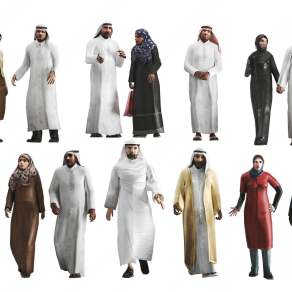 现代阿拉伯人物组合3D模型下载